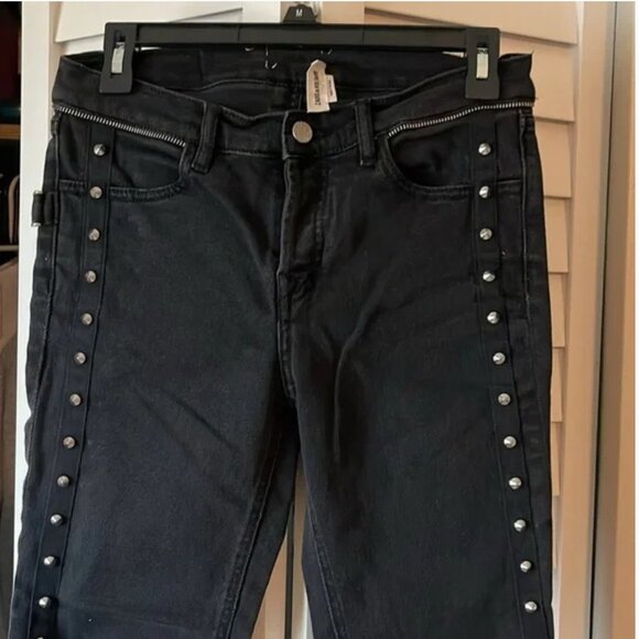 Zadig and Voltaire cropped elios spikes button fly black jeans (sz FR 25) - Picture 3 of 12